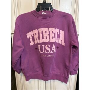 Zara Girls Team League Tribeca USA Crew Neck Pullover Sweatshirt Purple Sz 11-12